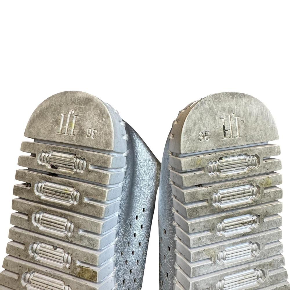 Ilse Jacobsen Shoes Womens‎ Size 5 Silver Perforated Slip Flats Comfort Casual - Picture 9 of 10